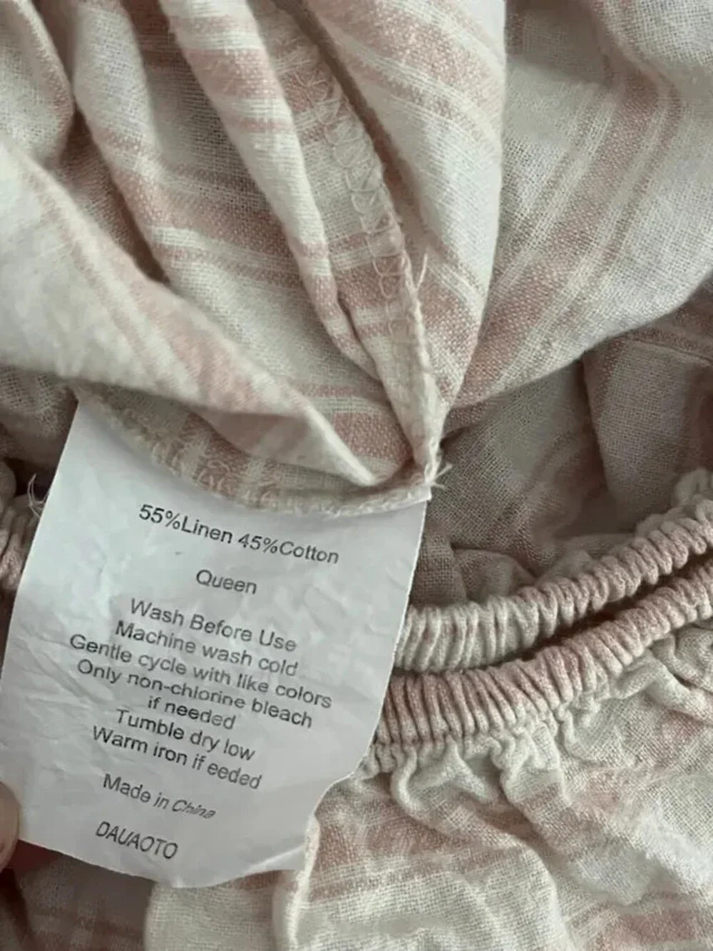 Queen Bed Linen Blend Sheets 4pc Set Cotton Pink Classic Pink Stripe 16